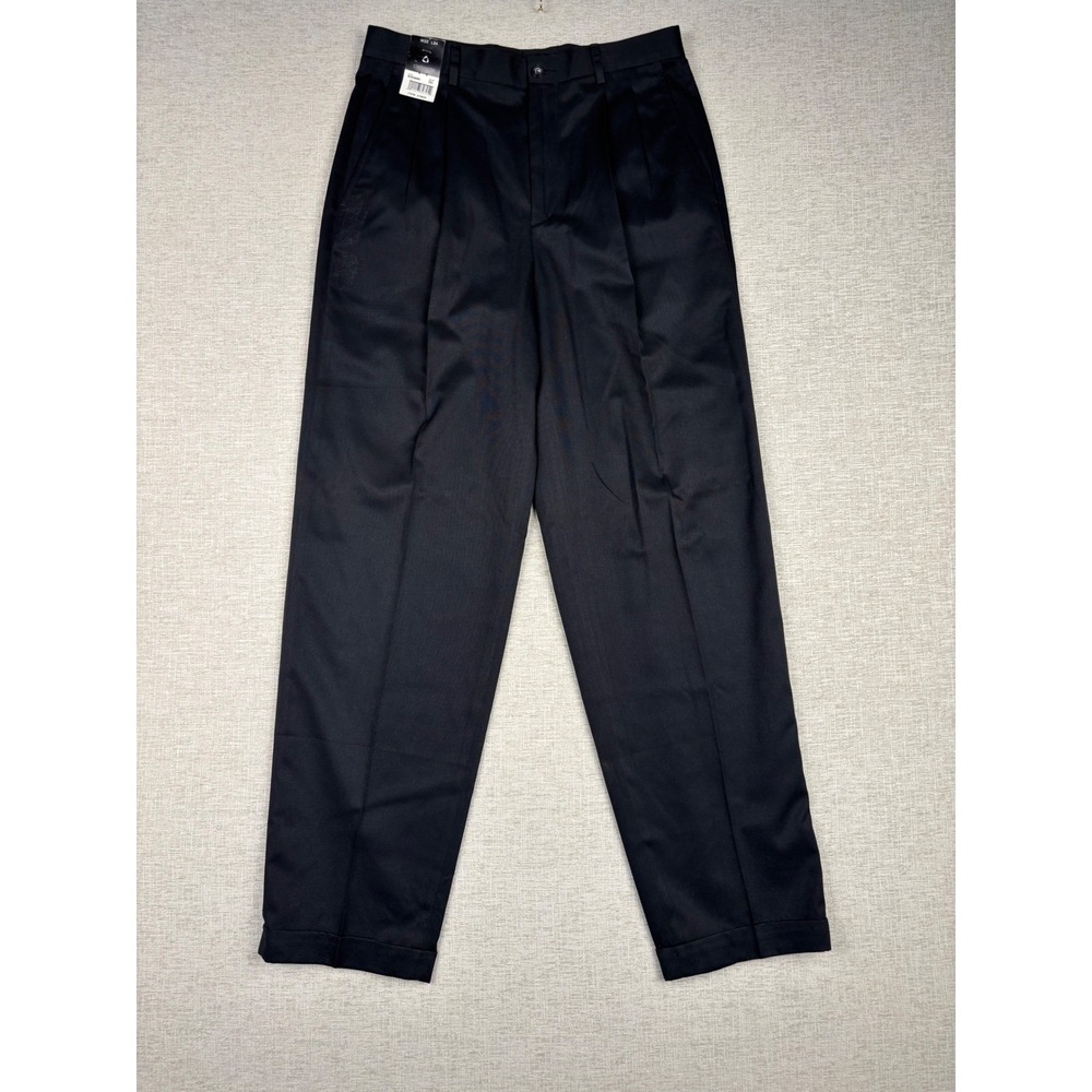 Claiborne Mens Pleated Dress Pants Black 32x34 Cuffed New
